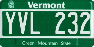 VT license plate YVL232
