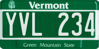 VT license plate YVL234