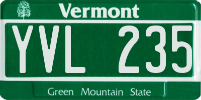 VT license plate YVL235