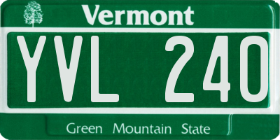 VT license plate YVL240