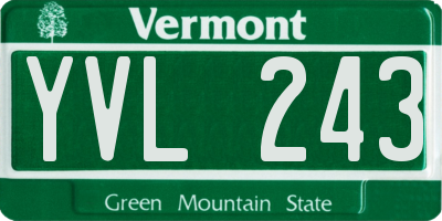 VT license plate YVL243