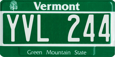 VT license plate YVL244