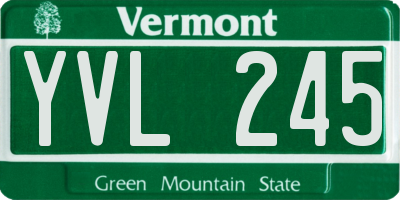 VT license plate YVL245