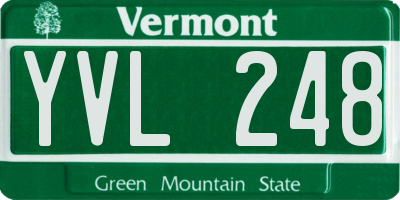 VT license plate YVL248