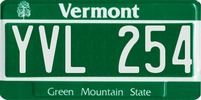 VT license plate YVL254