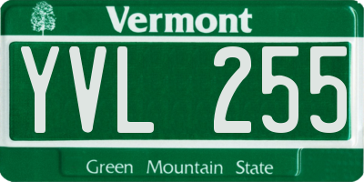 VT license plate YVL255