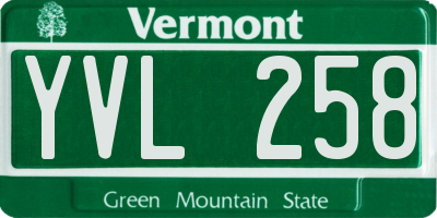 VT license plate YVL258