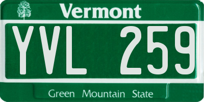 VT license plate YVL259