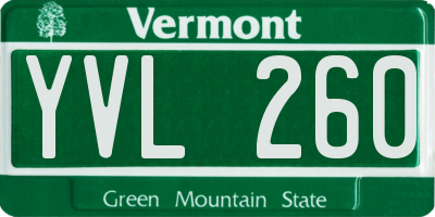 VT license plate YVL260