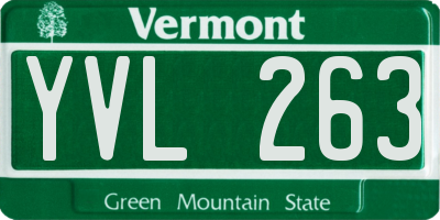 VT license plate YVL263
