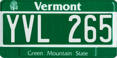 VT license plate YVL265