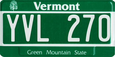 VT license plate YVL270