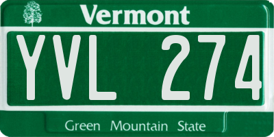 VT license plate YVL274