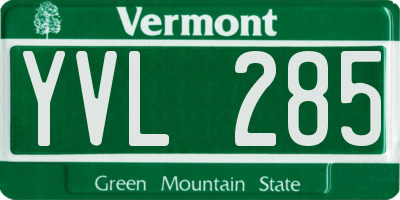 VT license plate YVL285