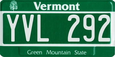 VT license plate YVL292