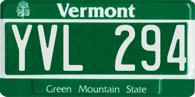 VT license plate YVL294