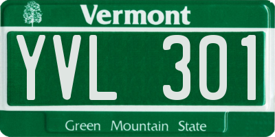 VT license plate YVL301