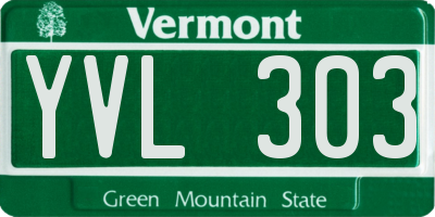 VT license plate YVL303