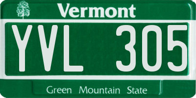 VT license plate YVL305