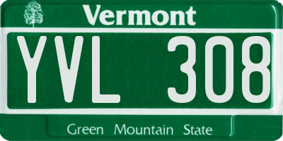 VT license plate YVL308