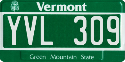VT license plate YVL309