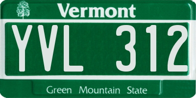 VT license plate YVL312