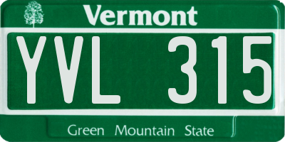 VT license plate YVL315