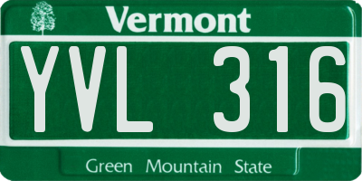 VT license plate YVL316