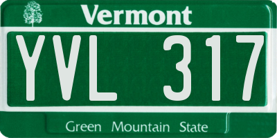 VT license plate YVL317