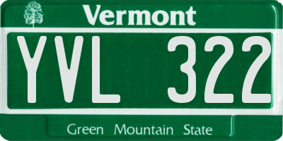 VT license plate YVL322