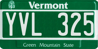 VT license plate YVL325
