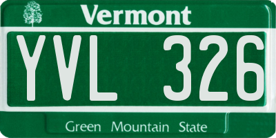 VT license plate YVL326