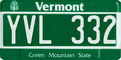 VT license plate YVL332