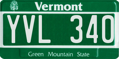 VT license plate YVL340