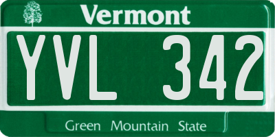 VT license plate YVL342