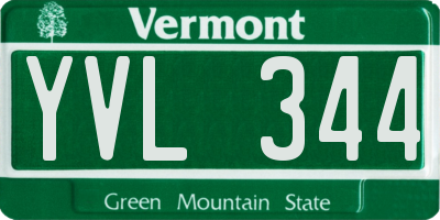 VT license plate YVL344