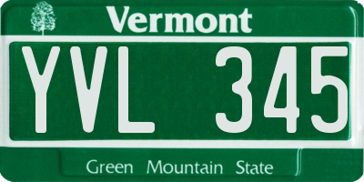 VT license plate YVL345