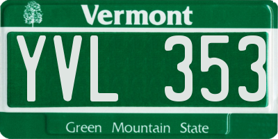 VT license plate YVL353