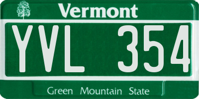 VT license plate YVL354