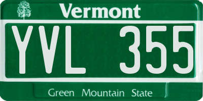 VT license plate YVL355