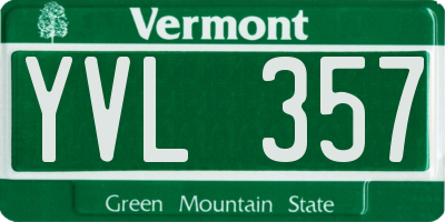 VT license plate YVL357