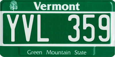 VT license plate YVL359
