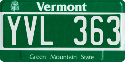 VT license plate YVL363