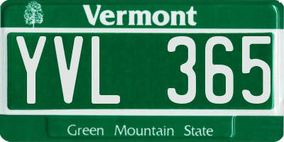 VT license plate YVL365
