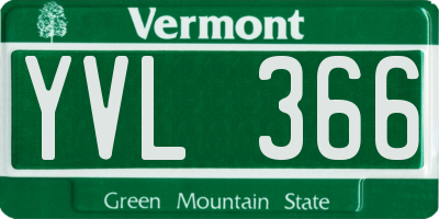 VT license plate YVL366