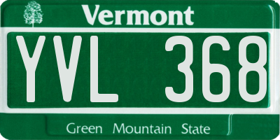 VT license plate YVL368