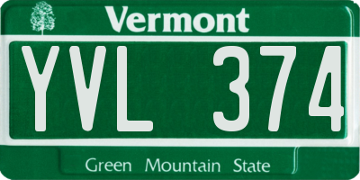 VT license plate YVL374