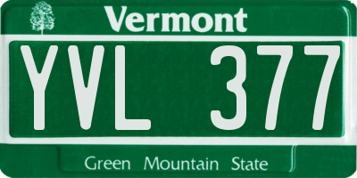VT license plate YVL377