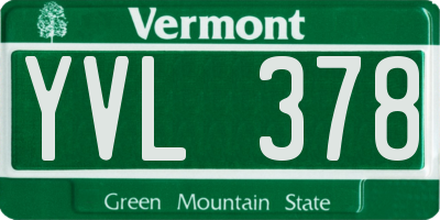 VT license plate YVL378