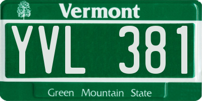 VT license plate YVL381